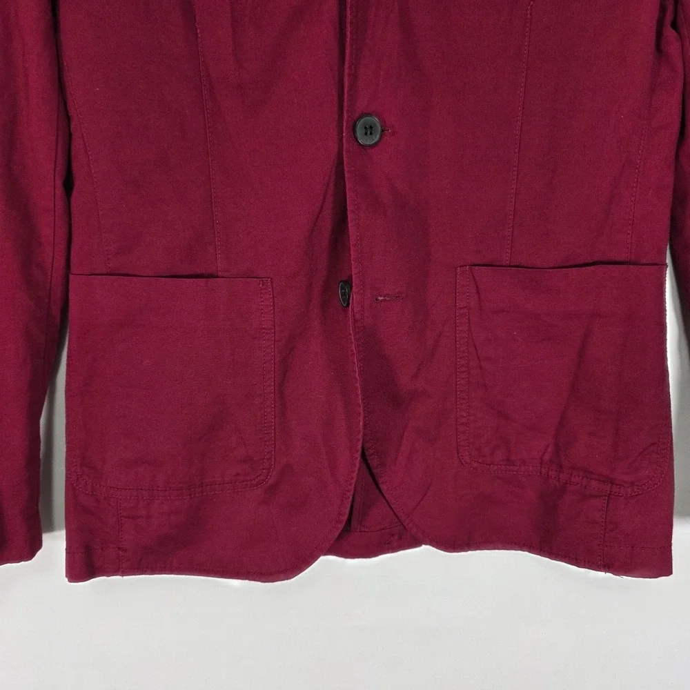 H&M Men's‎ Sport Coat Blazer Two Button Maroon Cotton Linen Blend Size 36R Slim